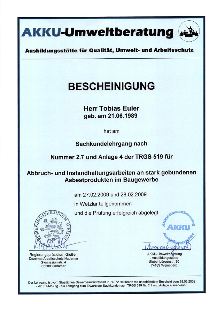 Asbest Trgs 519 Page Te - EUBU
