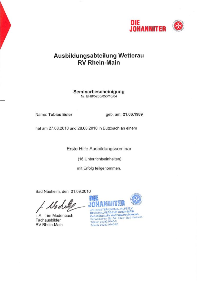 Erste Hilfe Page Te - EUBU