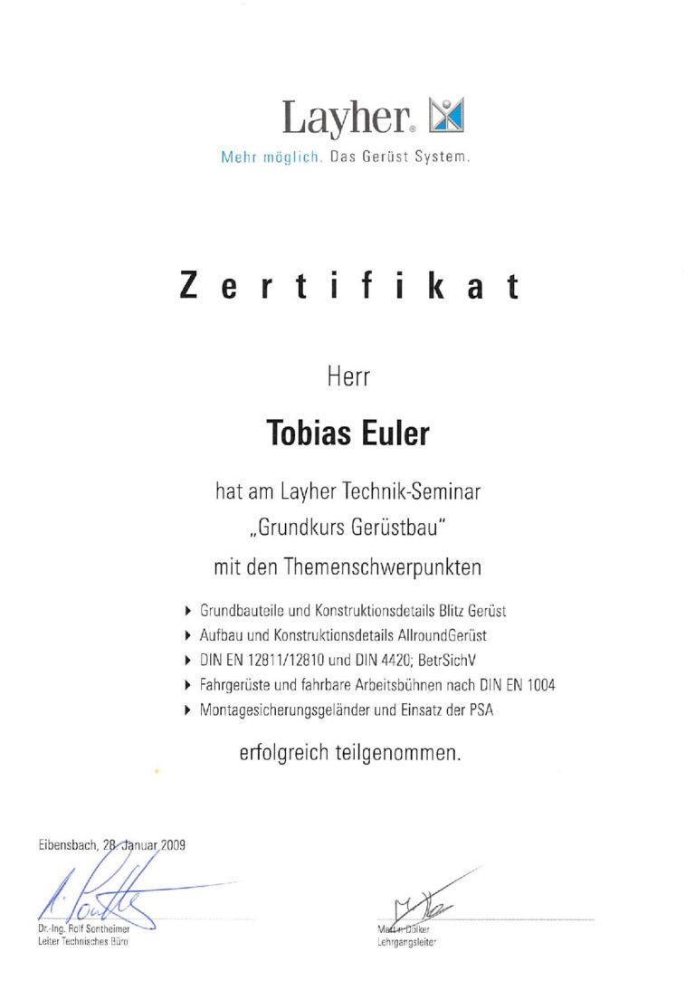 Gerüstbau Page Te - EUBU