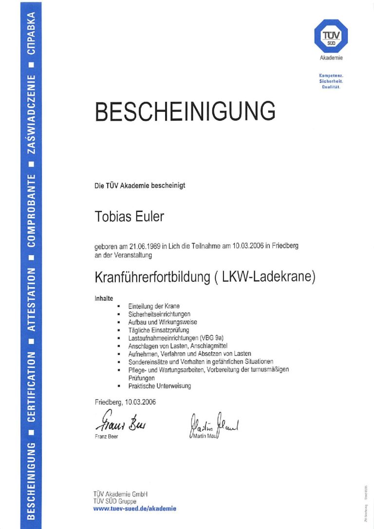Kranführerlehrgang Page Te - EUBU
